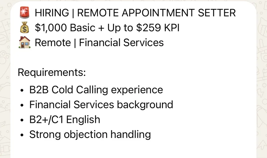 Remote Appointment Setter — Financial Services
