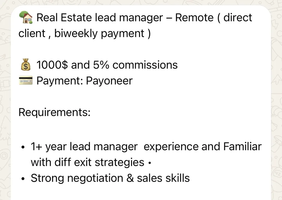 Real Estate Lead Manager — Remote