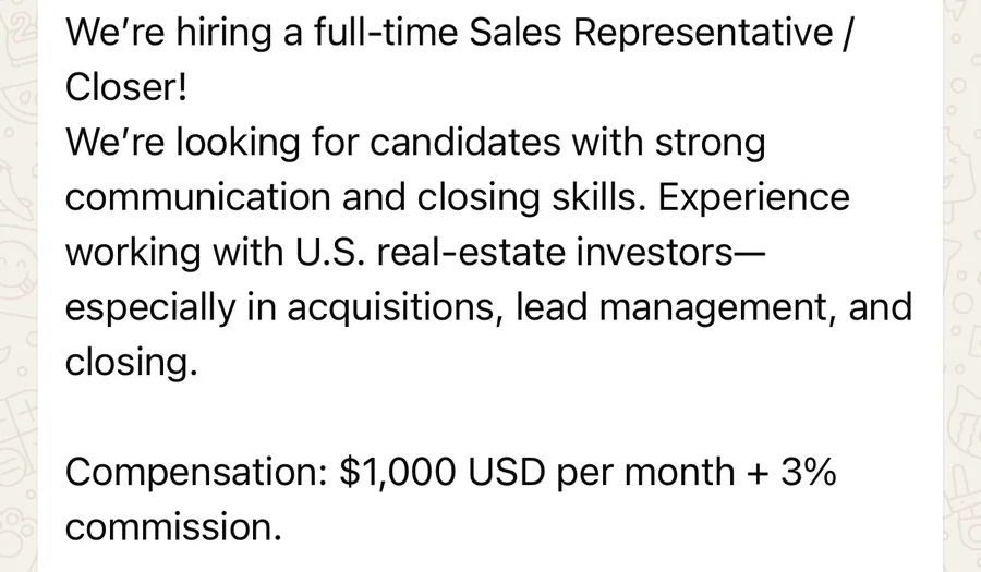 Sales Representative / Closer — Real Estate